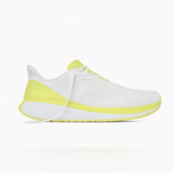 NWT Lane Eight Unisex Relay Trainer Athletic Tennis Shoe White/Yellow -Size M 11 - Picture 2 of 9
